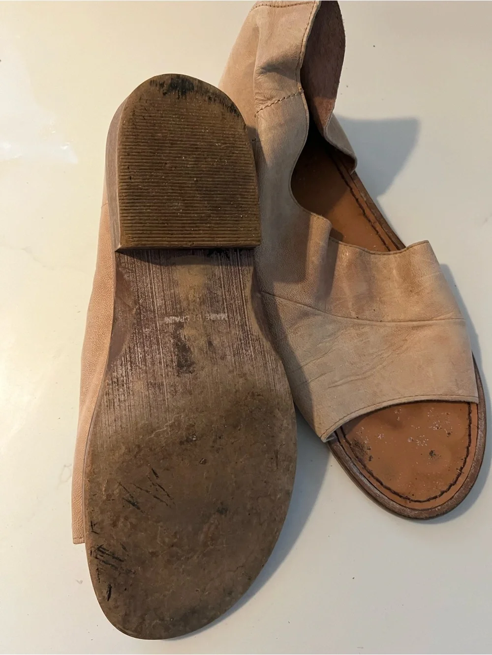 Free People Beige Open-Toe Leather Sandals
